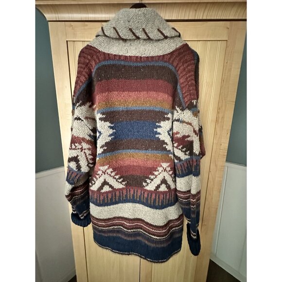 Vintage WOOLRICH 100% Wool Southwestern Knit Cardgian Sweater Size Medium M - Picture 4 of 4